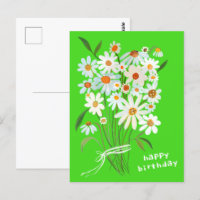 Daisy Bouquet Happy Birthday Handpainted Gouache