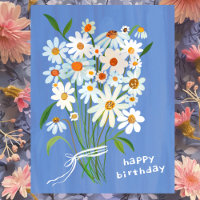 Daisy Bouquet Happy Birthday Handpainted Gouache