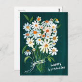 Daisy Bouquet Happy Birthday Handpainted Gouache Postkarte (Vorne/Hinten)