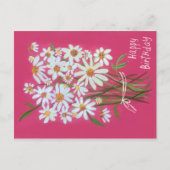 Daisy Bouquet Happy Birthday Pink handbemalt Postkarte (Vorderseite)