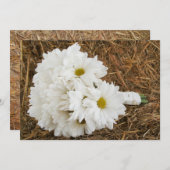 Daisy Bouquet & Hay - Country / Barn Wedding Einladung (Vorne/Hinten)