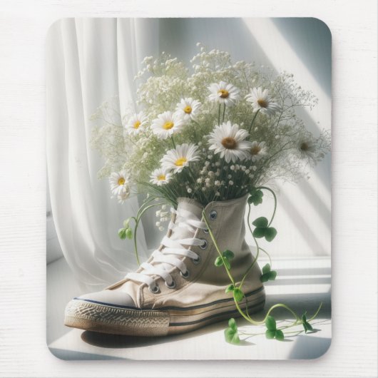 Daisy Bouquet in weißem Sneaker Mousepad (Vorne)