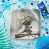 Daisy Bouquet in weißem Sneaker Pappteller (Party)