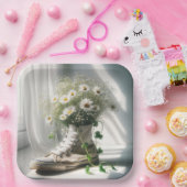 Daisy Bouquet in weißem Sneaker Pappteller (Party)