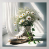 Daisy Bouquet in weißem Sneaker Poster (Vorne)
