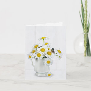 Daisy Bouquet mit Butterfly Blank Note Card Karte
