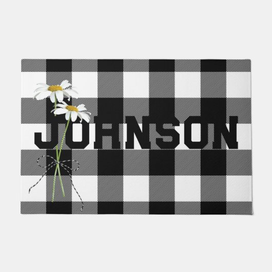Daisy Bouquet mit Namen auf Buffalo Kariert Fußmatte (Vorderseite)