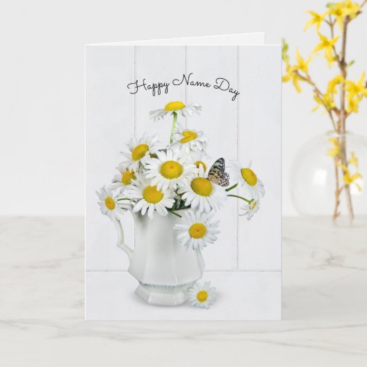 Daisy-Bouquet mit Schmetterlingsnacht Karte (Gelbe Blume)