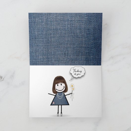 Daisy Bouquet über Denim Karte (Innenseite)