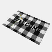 Daisy Bouquet Willkommen auf Buffalo Kariert Fußmatte (Schrägansicht)