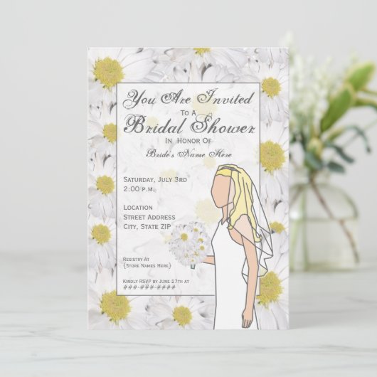 Daisy Bridal Showeinladung - Blonde Hair Einladung (Stehend Vorderseite)