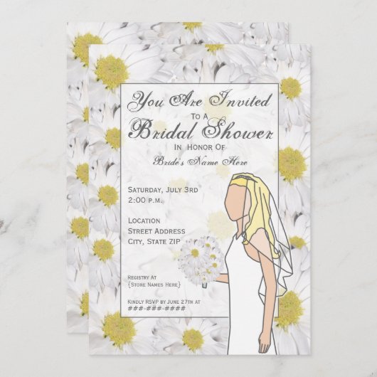 Daisy Bridal Showeinladung - Blonde Hair Einladung (Vorne/Hinten)