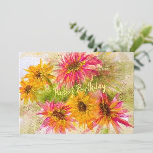Daisy Bright Flat Card Dankeskarte (Stehend Vorderseite)