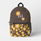 Daisy Brown Orange Boho Bedruckter Rucksack (Vorderseite)