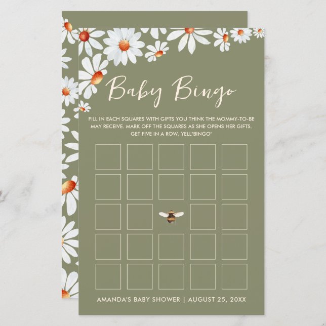 Daisy & Bumblebee Baby Bingo (Vorne/Hinten)