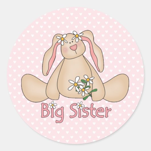 Daisy Bunny Big Sister Runder Aufkleber (Vorderseite)