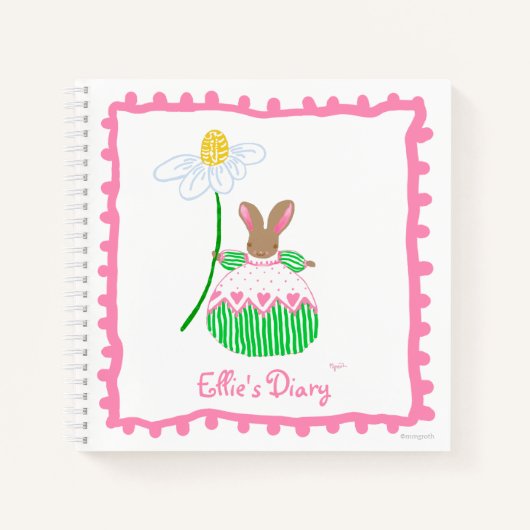Daisy Bunny Diary 8.5" x 8.5" SpiralNotebook Notizblock (Vorderseite)