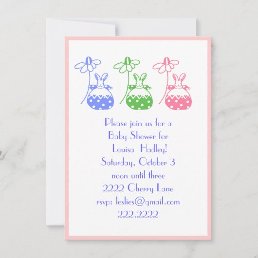 Daisy Bunny Einladung (Vorderseite)