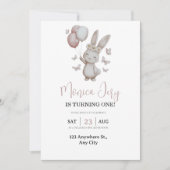 Daisy & Butterflies Floral Bunny Einladung (Vorderseite)