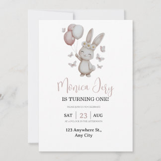Daisy & Butterflies Floral Bunny Einladung