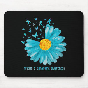 Daisy Butterfly Aquamarin Ribbon Fragile X Syndrom Mousepad