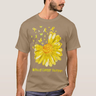 Daisy Butterfly Gold Ribbon Childhood Cancer Aware T-Shirt