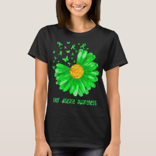 Daisy Butterfly Green Ribbon Lever Disease Warrior T-Shirt