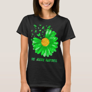 Daisy Butterfly Green Ribbon Lever Disease Warrior T-Shirt