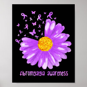Daisy Butterfly Lila Ribbon Fibromyalgie Awarene Poster