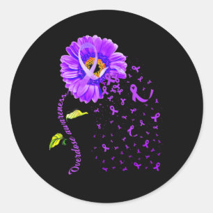 Daisy Butterfly Purple Ribbon Overdose Awareness Runder Aufkleber