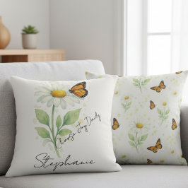 Daisy Butterfly Throw Pillow - Inspirational Decor Kissen