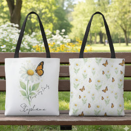 Daisy Butterfly Tote Bag - Eco-Friendly Style Tasche