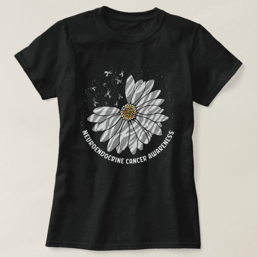 Daisy Butterfly Zebra Ribbon Neuroendokrin Krebs T-Shirt (Design vorne)