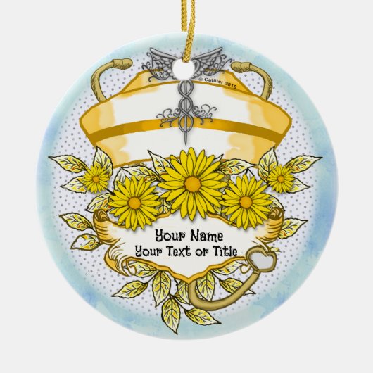 Daisy caduceus Krankenschwester Keramik Ornament (Vorne)