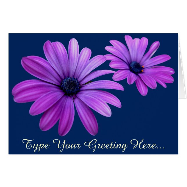 Daisy Card Blue Flowers Custom Grußkarten (Vorderseite (Horizontal))