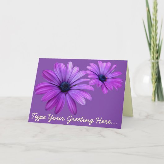 Daisy Card Blue Flowers Custom Grußkarten Karte (Vorderseite)