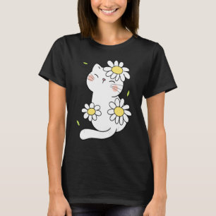 Daisy Cat Spring Floral Kitten mit Blume Tier T-Shirt