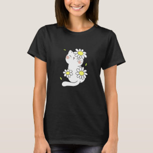 Daisy Cat Spring Floral Kitten mit Blume Tier T-Shirt