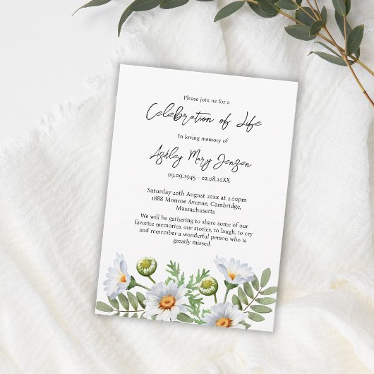 Daisy Celebration of Life Funeral Einladung