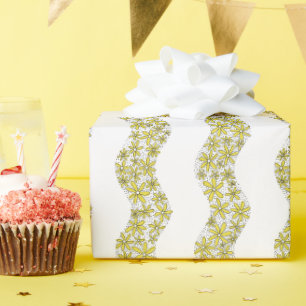 Daisy Chain Wiggly Blume Streifen gelb Geschenkpapier