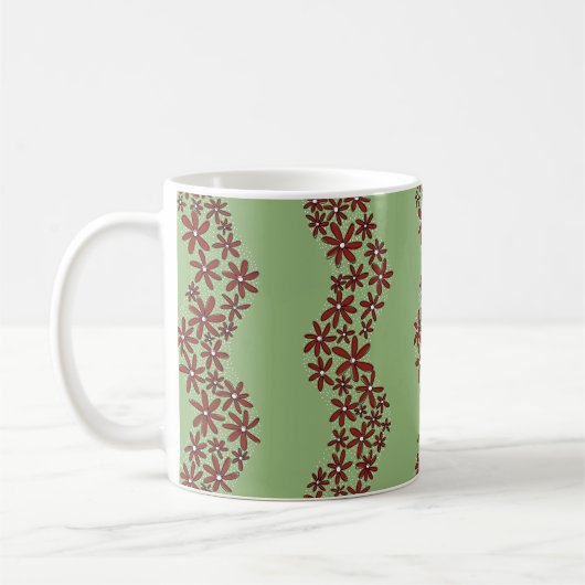 Daisy Chain Wiggly Blume Streifen grün Kaffeetasse (Links)
