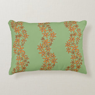 Daisy Chain Wiggly Blume Streifen orange auf grün Dekokissen