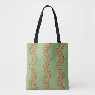 Daisy Chain Wiggly Blume Streifen orange auf grün Tasche