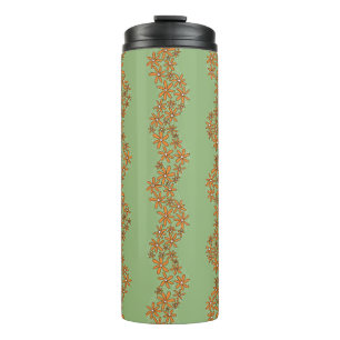 Daisy Chain Wiggly Blume Streifen orange auf grün Thermosbecher