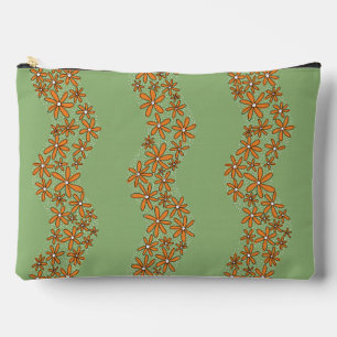 Daisy Chain Wiggly Blume Streifen orange auf grün Zubehörtasche