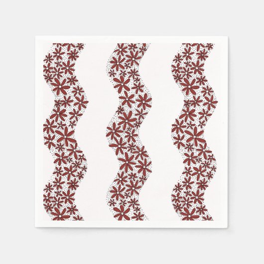 Daisy Chain Wiggly Blume Streifen rot Serviette (Vorderseite)