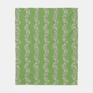 Daisy Chain Wiggly Blume Streifen weiß grün Fleecedecke