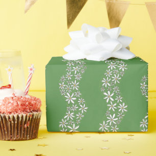 Daisy Chain Wiggly Blume Streifen weiß grün Geschenkpapier
