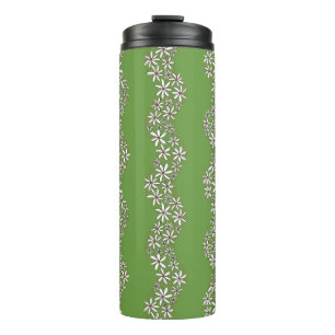 Daisy Chain Wiggly Blume Streifen weiß grün Thermosbecher