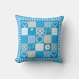 Daisy Chains Imitate Patchwork, Karo Gingham Kissen